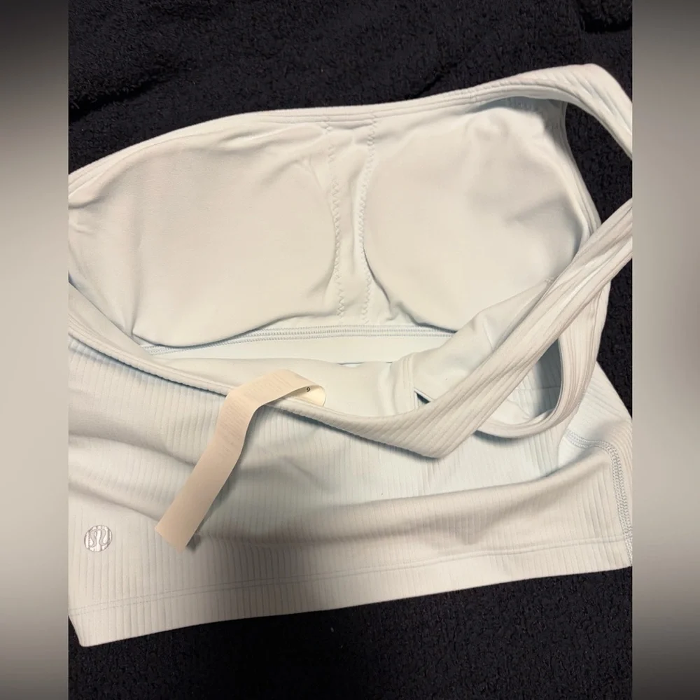 NWOT Lululemon Nulu Ribbed Asymmetrical Yoga Tank Top in Sheer Blue - Picture 10 of 11